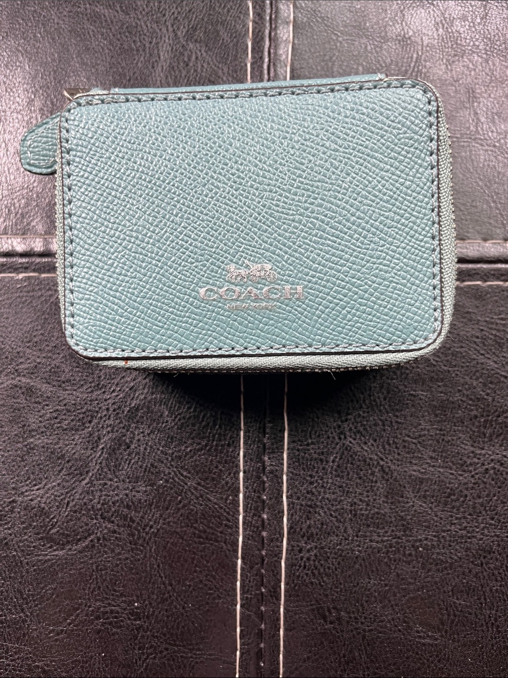 Coach Zip-Around Card Case in Teal